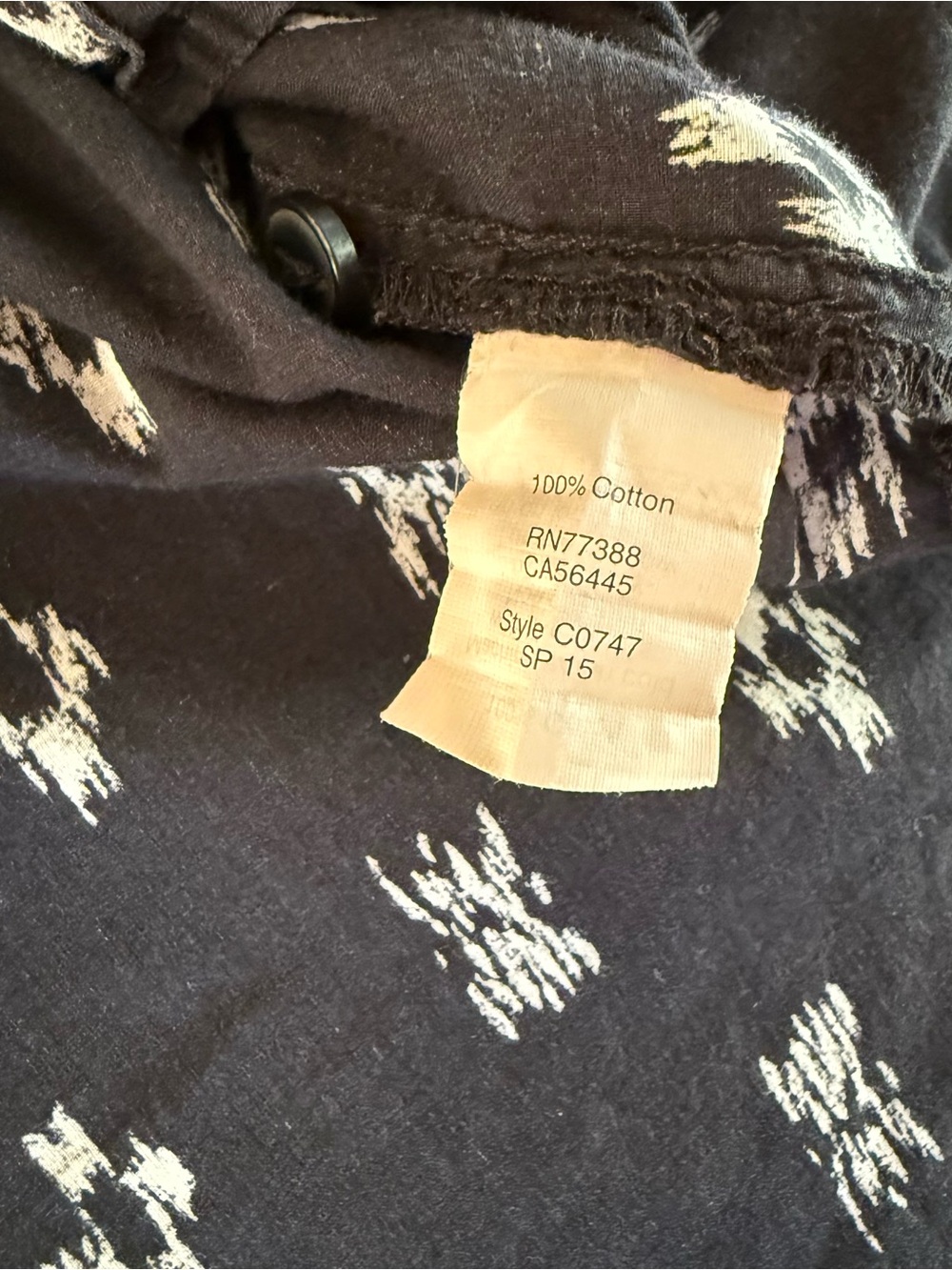 Madewell Button Down Top Black & White with Design Sz Medium EUC - Picture 9 of 9